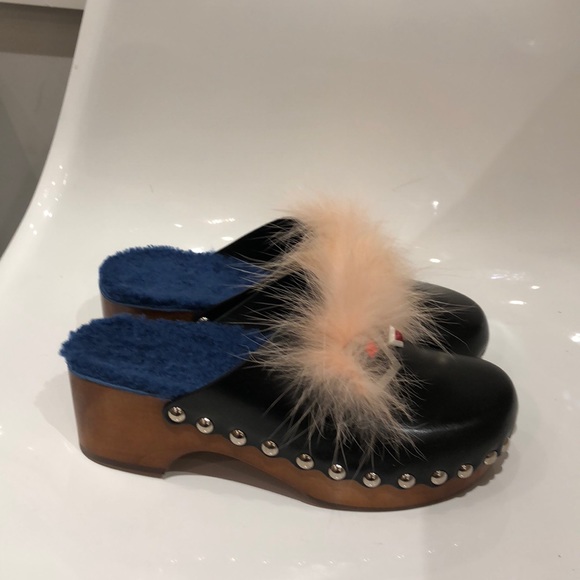 SOLD!!Fendi Fox fur shearling lined monster clogs - Picture 4 of 8